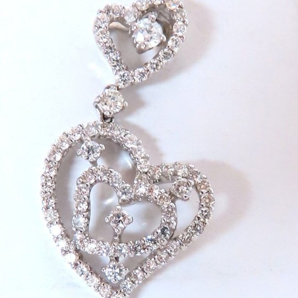 1.02ct Natural Round Diamonds Double Heart pendant 14kt